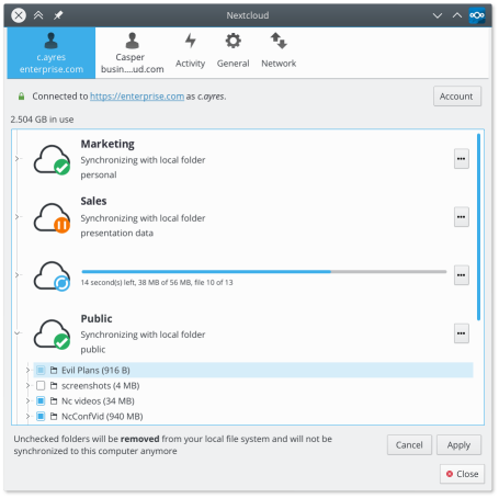 Client desktop Nextcloud pour synchoniser la Seedbox