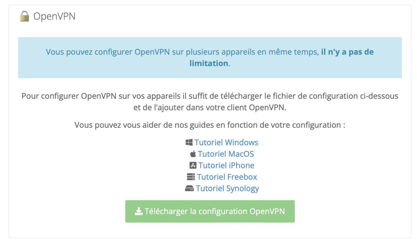 Télécharger le fichier de configuration OpenVPN de la Seedbox